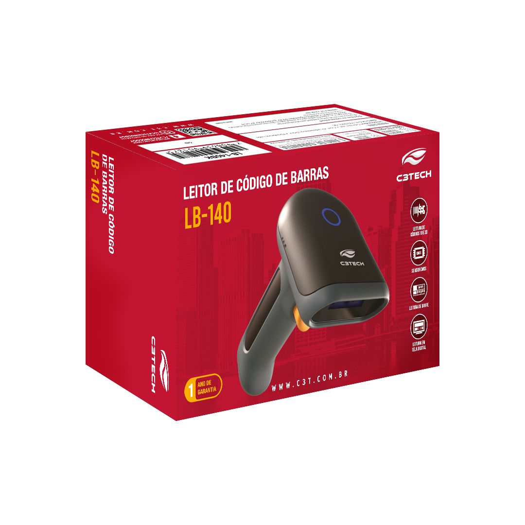 Leitor de Código de Barras 1D/2D C3Tech - LB-140BK ( DANFE / Boletos / QRCode )