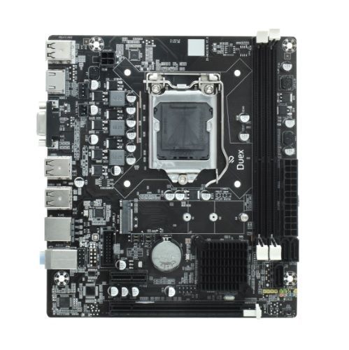 M1155 Placa Mãe LGA1155 Duex DXMBH61G M2 DDR3 Gigabit ((2x DDR3 / 1x PCI-E x16 2.0 / 1x PCI-E x1 / 1x M.2 / 1x VGA / 1x HDMI / 6x USB 2.0 ) - <b>Compatível com os processadores Intel 2ª e 3ª Gerações LGA1155</b>