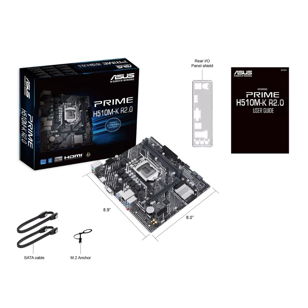 M1200 - Placa Mãe LGA1200 Asus PRIME H510M-F R3.0 ( 2x DDR4 / 4x USB 3.0 / 2x USB 2.0 / 2x PS2 )