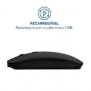 Mouse USB Sem Fio 2400DPI Recarregável Preto Multilaser - MO290