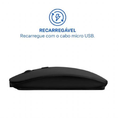 Mouse USB Sem Fio 2400DPI Recarregável Preto Multilaser - MO290