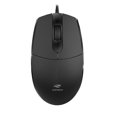 Mouse USB 1200dpi Preto Cabo 2 metros C3Tech - MS-29BK