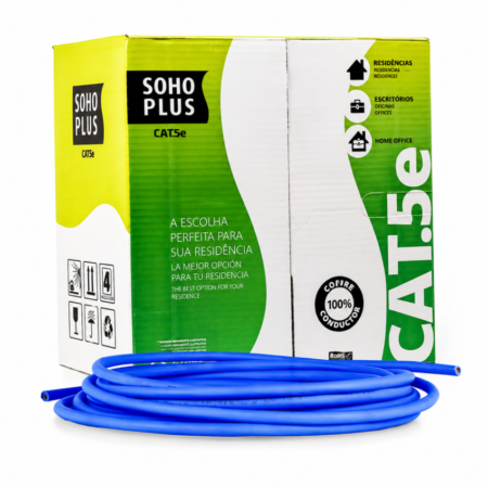 Cabo Lan CAT5-E Caixa com 305m Azul Sohoplus - 23200099