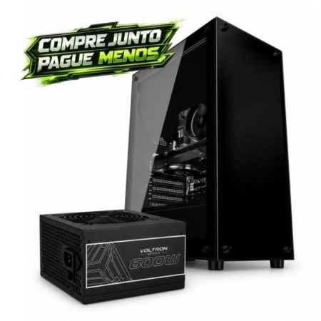 Kit Gabinete Gamer DUEX DX305T Lateral Vidro + Fonte 600W 80 Plus White Arktek (Sem Fan Cooler)