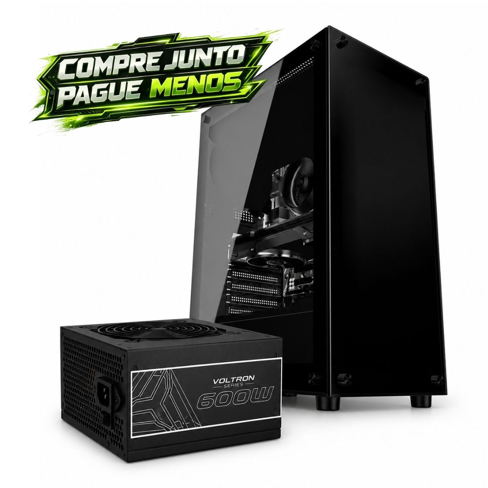 Kit Gabinete Gamer DUEX DX305T Lateral Vidro + Fonte 600W 80 Plus White Arktek (Sem Fan Cooler)