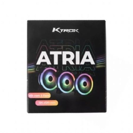 Kit com 03 Fan Cooler RGB para Gabinete KTROK 120mm com Controladora e Controle Remoto - ATRIA
