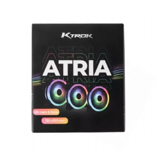 Kit com 03 Fan Cooler RGB para Gabinete KTROK 120mm com Controladora e Controle Remoto - ATRIA