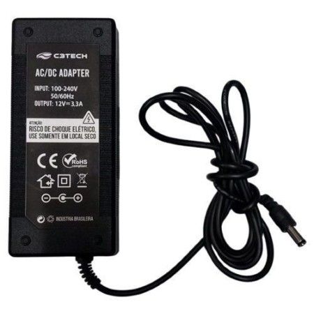 Fonte Externa 12V 3.3A AC 100V-240V C3Tech (Para Monitor C3Tech 19 MR-19)