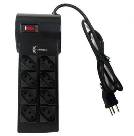 Filtro de Linha Coletek 8 Tomadas Preto - FL-82BK