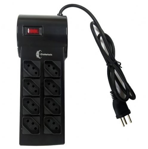 Filtro de Linha Coletek 8 Tomadas Preto - FL-82BK