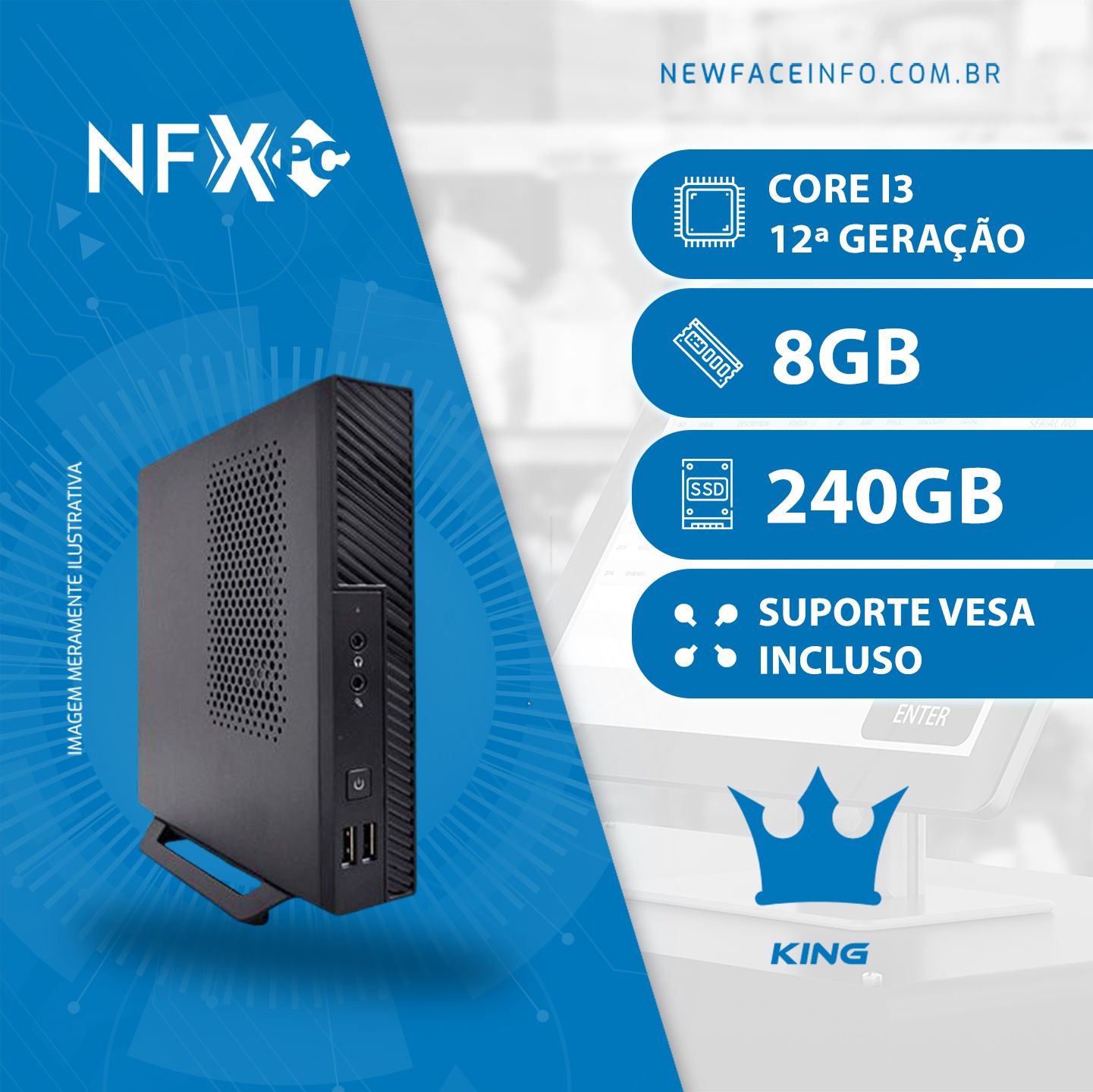 NFX PC  ( INTEL CORE I3 12ª GERAÇÃO / 8GB / SSD 240GB / WIFI ) Gabinete Mini
