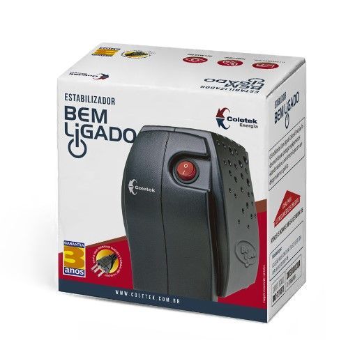 Estabilizador COLETEK 300VA <b>Bivolt</b> - ES-300VA-BM