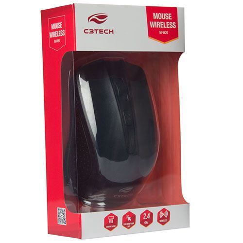 Mouse USB Sem Fio 1600dpi Preto C3Tech - M-W20BK