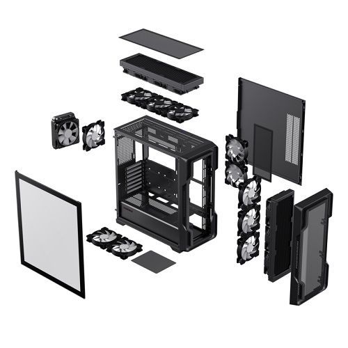 Gabinete Gamer GAMEMAX Siege Black Lateral Vidro (Sem Fan/Controladora - Sem Fonte)