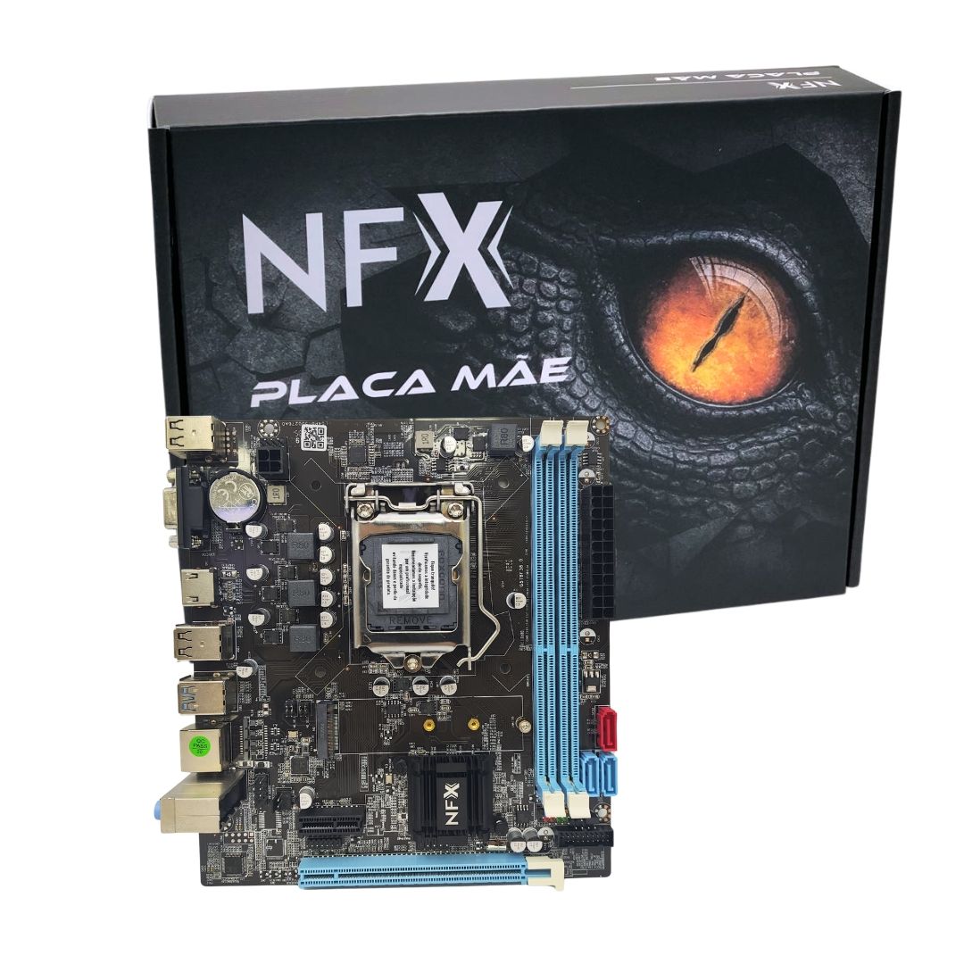 M1155 ¿ Placa Mãe LGA1155 NFX B75 DDR3 Gigabit (2x DDR3 / 1x PCI-E x16 / 1x PCI-E x1 /  1x M.2 / 4x USB 2.0 / 2x USB 3.0 / 1x VGA / 1x HDMI) <b>Compatível com os processadores Intel 2ª e 3ª Geração LGA1155</b>