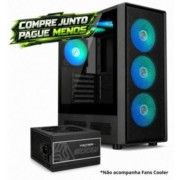 Kit Gabinete Gamer GAMEMAX Storm2 AB Black Lateral Vidro + Fonte 600W 80 Plus White Arktek (Sem Fan)