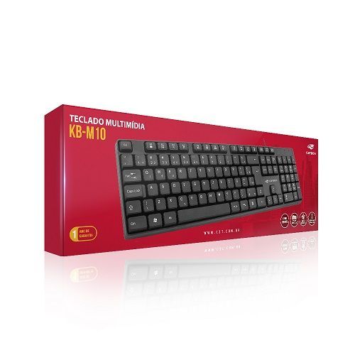 Teclado USB Multimidia Preto ABNT C3Tech KB-M10BK
