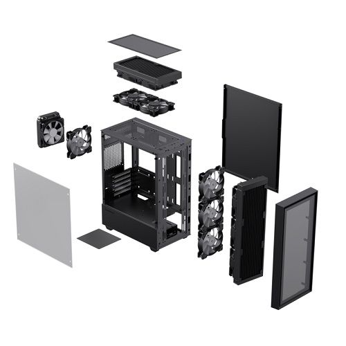 Gabinete Gamer GAMEMAX Storm2 AB Black Lateral Vidro (Sem Fan/Controladora - Sem Fonte)