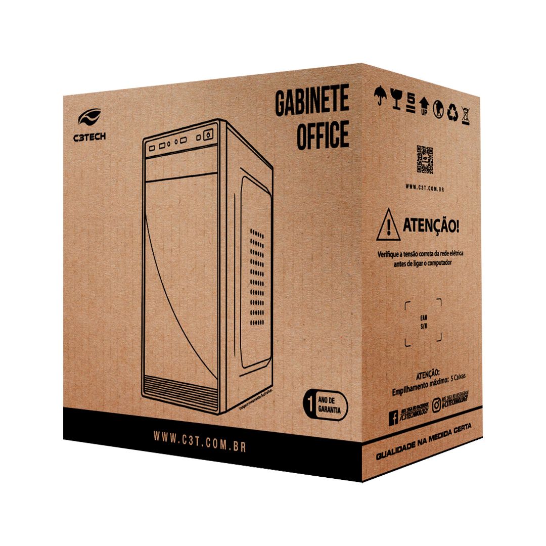 Gabinete C3Tech Preto com Fonte de 200W (Sem Cabo de Força) - MT-36BK