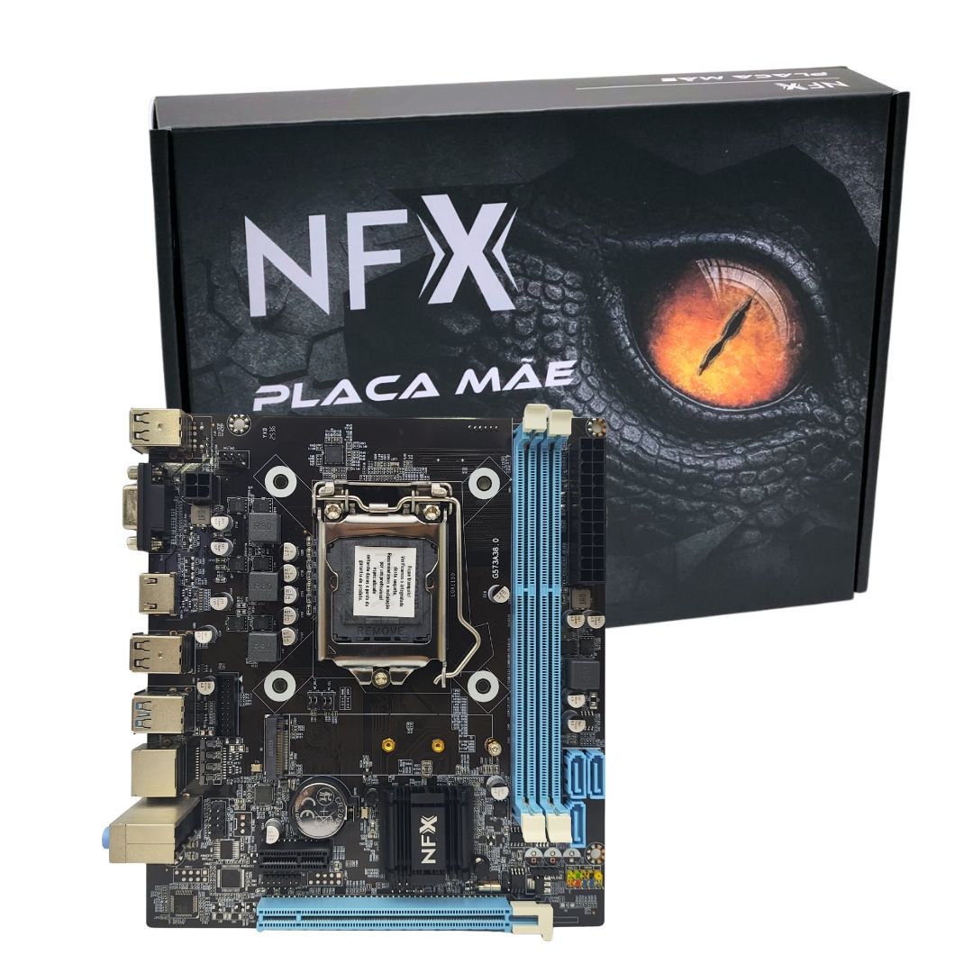 M1150 - Placa Mãe LGA1150 NFX H81 DDR3 Gigabit (2x DDR3 / 1x PCI-E x16 / 1x PCI-E x1 /  1x M.2 / 4x USB 2.0 / 2x USB 3.0 / 1x VGA / 1x HDMI) <b>Compatível com os processadores Intel 4ª Geração LGA1150</b>