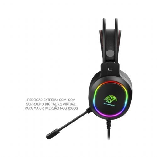 Fone com Microfone GAMER K-MEX RGB LED - AR43