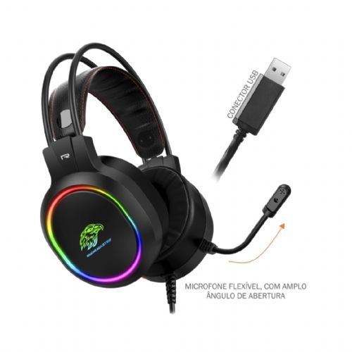 Fone com Microfone GAMER K-MEX RGB LED - AR43