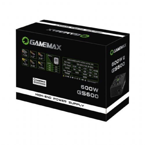 Fonte ATX Gamemax 600W 80Plus White PFC Ativo - GS600