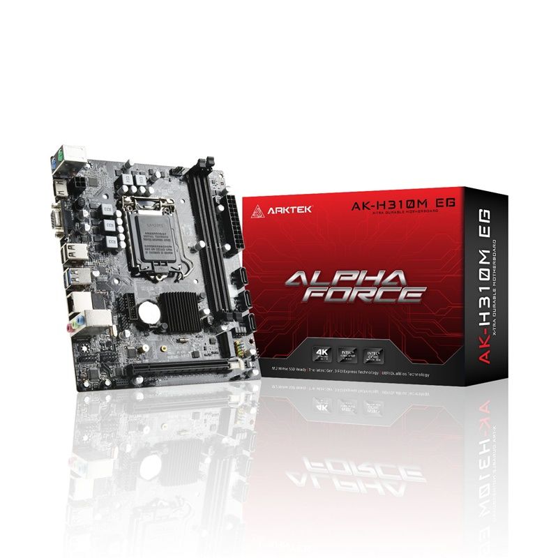 M1151 Placa Mãe LGA1151 Arktek AK-H310M EG ( 2x DDR4 / 1x PCIe 3.0 x16 / 2x USB 3.1 / 2x USB 2.0 / 1x HDMI / 1x VGA / 1x M.2 / 1x Serial / 2x PS2 ) - Compatível com os processadores Intel 8ª e 9ª Gerações LGA1151