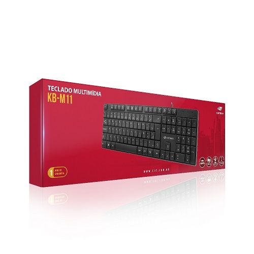Teclado USB Multimidia Preto ABNT C3Tech KB-M11BK