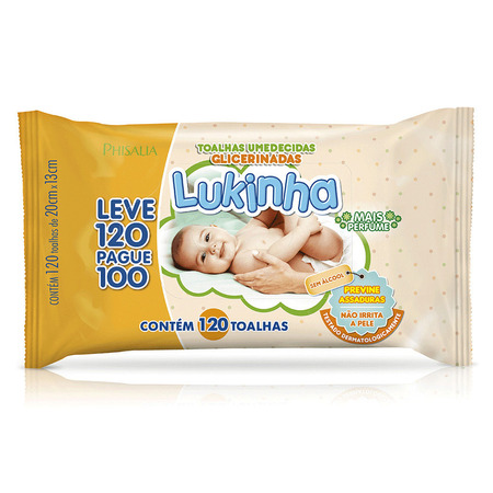 Toalhas Umedecidas Glicerinadas  Lukinha (120 un)