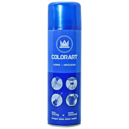 Tinta Spray Colorart Metálica Azul Uso Geral Secagem Rápida Interior Exterior 300ml