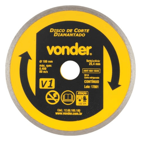 Disco de Corte Diamantado Vonder 180mm Contínuo V1
