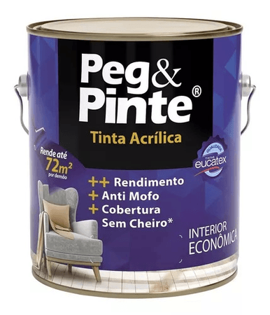 Tinta Acrílica Eucatex Peg Pinte Cor Caju de Pirangi Fosco Anti Mofo Parede Alta Qualidade Econômica 3,6L