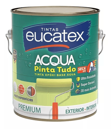 Tinta Epóxi Eucatex Base d'Água Cor Branco Anti Mofo Parede Madeira Metal Azulejo Qualidade 3,6L