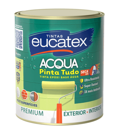 Tinta Epóxi Eucatex Base d'Água Cor Branco Anti Mofo Parede Madeira Metal Azulejo Qualidade 900ml