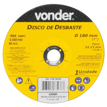 Disco de Desbaste Vonder 115x6,4x22,23mm