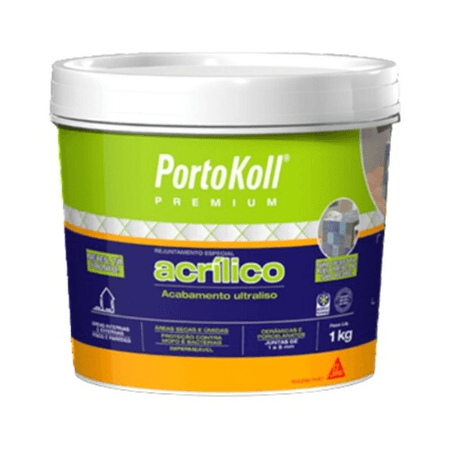 Rejunte Acrílico Premium Portokoll Cor Cinza Ártico Plus Pronto para Uso Cerâmica Porcelanato 1kg