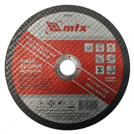 Disco de Corte Inox MTX para Metais 180x1,6x22mm