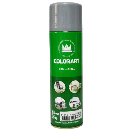 Tinta Spray Colorart Uso Geral Cor Cinza Placa Secagem Rápida Interior Exterior 300ml