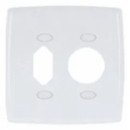 Placa Ilumi Safira 4x4 para Tomada Fixa de Embutir + Tomada Redonda Branca 348E2