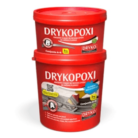 Adesivo Estrutural Dryko Drykopoxi Resina Epóxi Média Fluidez Colagem Ancoragem Fixação 1kg Cor Cinza