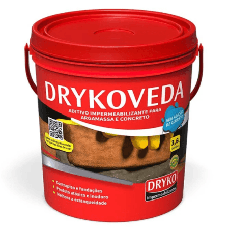 Aditivo Hidrófugo Impermeabilizante Dryko Drykoveda Argamassa e Concreto Galão 3,6L Similar Vedacit