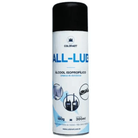 Álcool Isopropílico Spray Colorart All Lub Limpeza de Eletônicos Metais não Deixa Resíduos 300ml