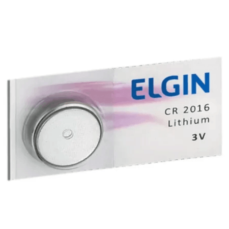 Bateria Lithium Elgin Energy 3V CR2016 Pilha Tipo Moeda Botão Para Relógios Uma Unidade Cor Prata