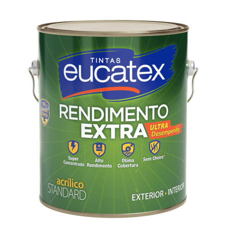 Tinta Acrílica Standard Eucatex Cor Branco Fosco Rendimento Extra Parede Alta Qualidade 3,6L