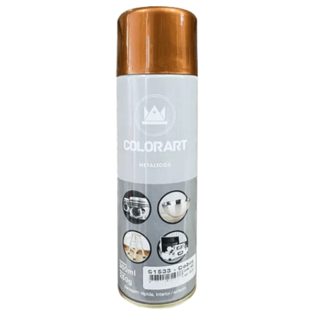 Tinta Spray Colorart Metálica Cor Cobre Uso Geral Secagem Rápida Interior Exterior 300ml