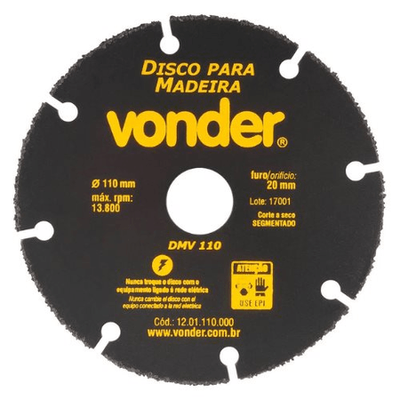 Disco de Corte para Madeira Vonder 110mm DMV 110