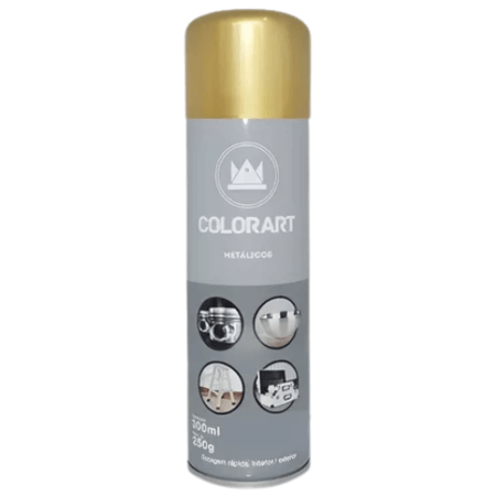 Tinta Spray Colorart Metálica Cor Ouro Uso Geral Secagem Rápida Interior Exterior 300ml