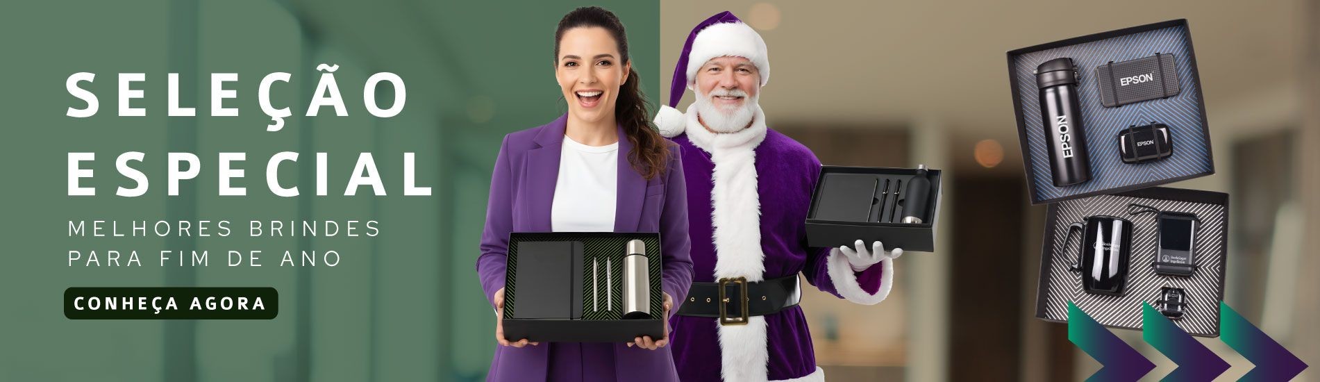 Mulher Segurando um Kit de Produtos Personalizados Para Brinde