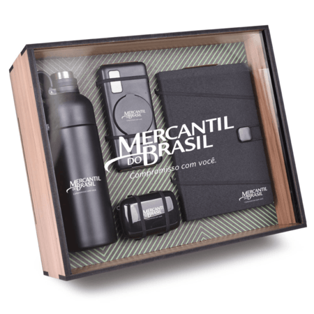 Kit Tecnologia Personalizado - Garrafa, Fone, Caderneta e Power Bank de 10.000 mAh